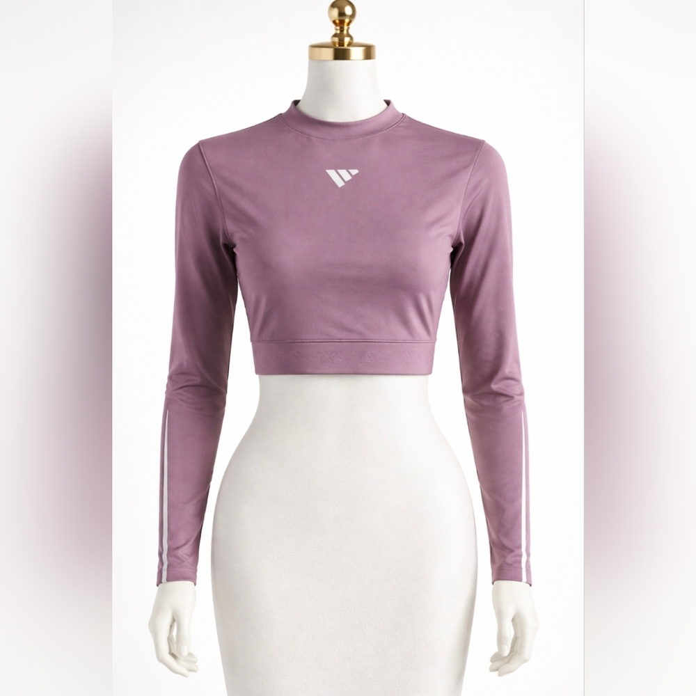 Adidas Women’s Cropped Long Sleeve Athletic Top Mauve Purple Size M